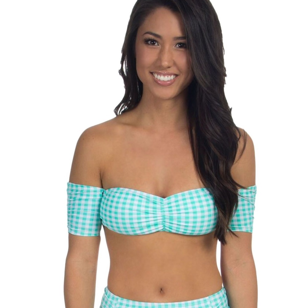 Lauren James Bikini Top Aqua Off the Shoulder